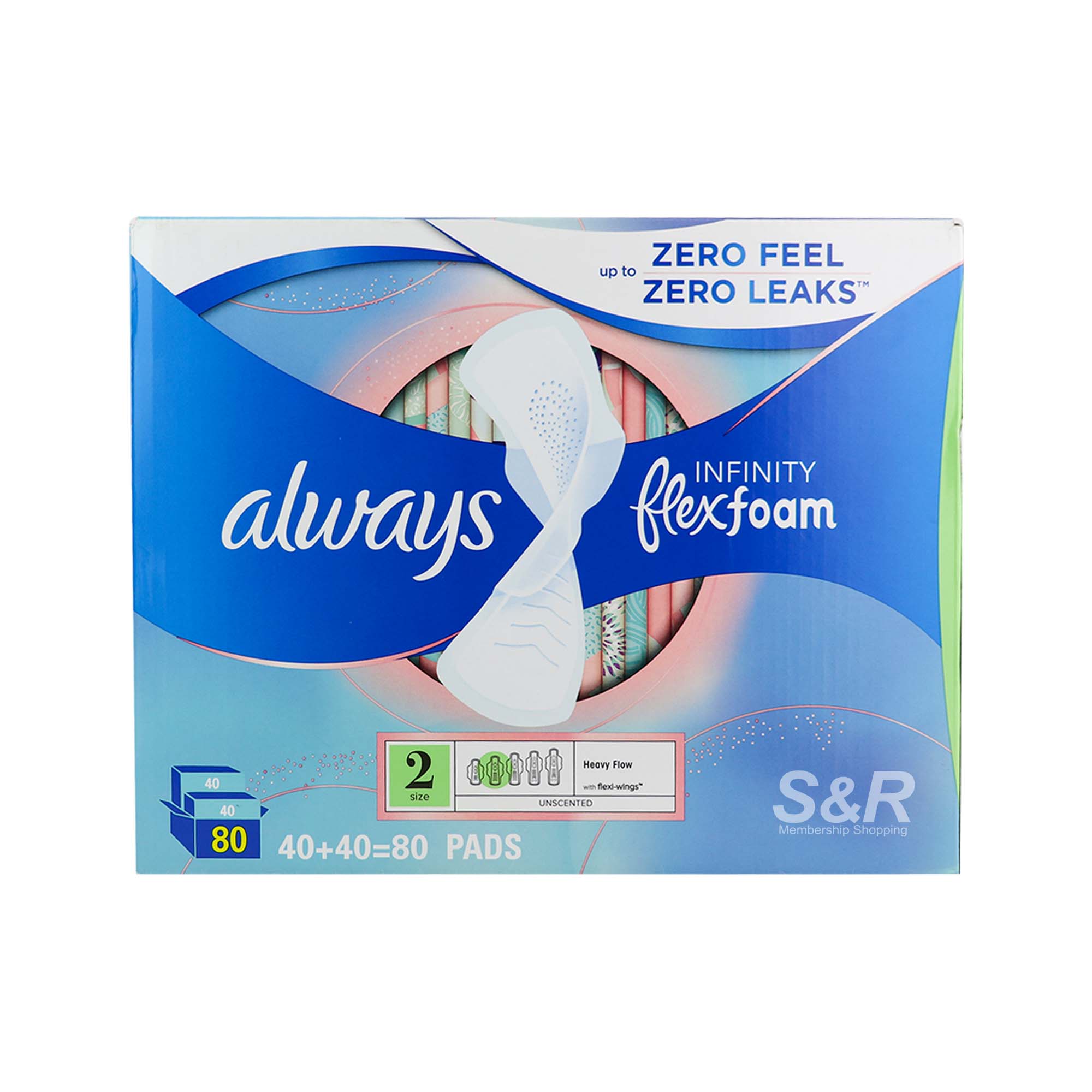 Always Infinity Flexfoam Regular Pads with Wings Unscented 80pcs